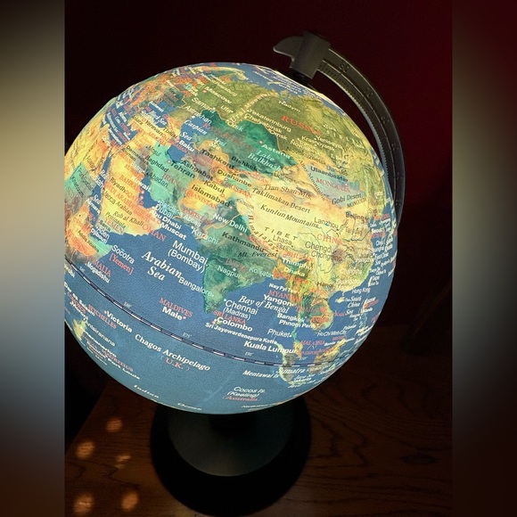 Illuminated Blue Globe with Black Base World Globe Educational Geography Globe - Picture 2 of 10